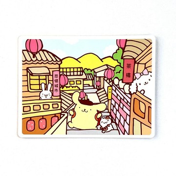 【漫遊台灣 X 三麗鷗】布丁狗明信片+行李箱貼紙(九份老街)