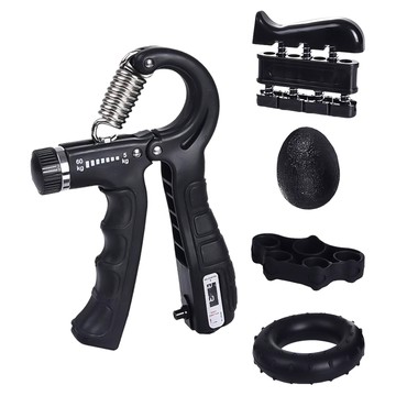 AD-ROCKET Grip training 握力訓練組 計次PRO款  黑色  1套  握力器 15 x 11.5cm + 4指握力器 9 x 7.8cm + 握力蛋 5.8 x 4cm + 拉力圈 7.7 x 3.8cm + 握力圈 直徑6.8cm