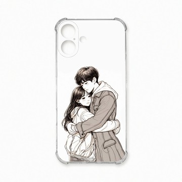 iPhone 16 Plus 殼 TRON IPhone 16 PLUS 情侶深情擁抱素描系列 四角防摔殼 手機殼