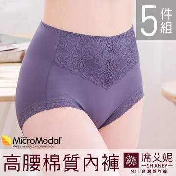 席艾妮SHIANEY MIT現貨 莫代爾棉質纖維 高腰三角蕾絲內褲 女內褲 5件組