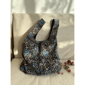 南白/印度手工拓染大容量背心款手挽包手提購物袋ins日系韓版印花