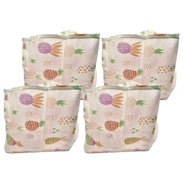 拉鍊包覆防潑水棉被袋 47 x 45 x 47cm 100L  鳳梨 米色  4個