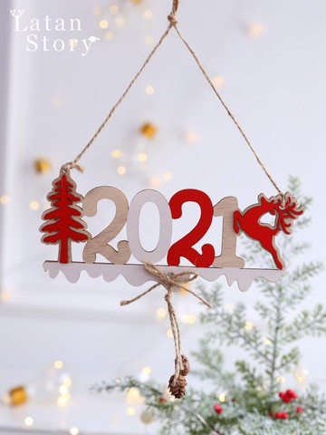 圣誕裝飾掛件木質圣誕網紅創意字母牌圣誕樹家居房門裝飾木質掛件