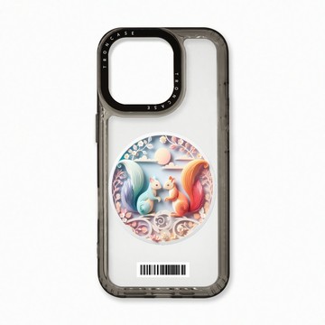iPhone 16 Pro 殼 TRON IPhone 16 Pro 可愛紙雕松鼠  載具 太空殼 透黑款 手機殼