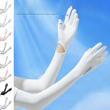 高爾夫球防曬手套女夏季長款防紫外線騎行戶外薄款冰袖套手套一體