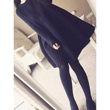 配大衣針織內搭打底毛衣連衣裙a字娃娃裙寬松短款小個子加厚秋冬