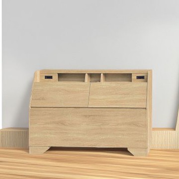 文創集 滿多6尺雙人加大插座可收納床頭箱(二色可選)-182x30x102cm免組