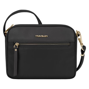 《TRAVELON》三層防盜斜背中包(黑)