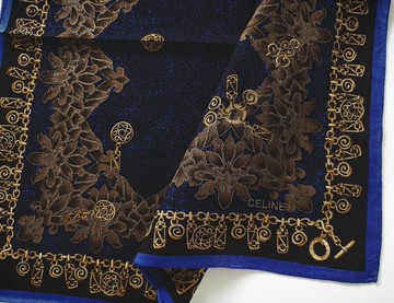 Celine 古董手帕 裝飾花卉 - 珠寶圖紋 20 x 20 英吋