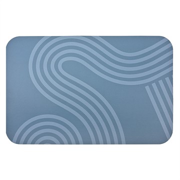 【怪獸】日竹門 軟式珪藻土吸水彩印地墊 枯山水 (58x38cm) -靜心藍