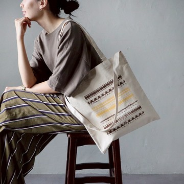 新托特 秋季圖騰－阿茲特克 帆布手印托特包