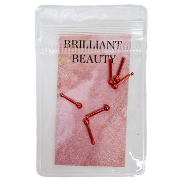 耀眼美人 迷你小珠 養耳棒 耳環 6入組  紅色  1組