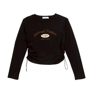 雙邊抽繩字母圓領上衣