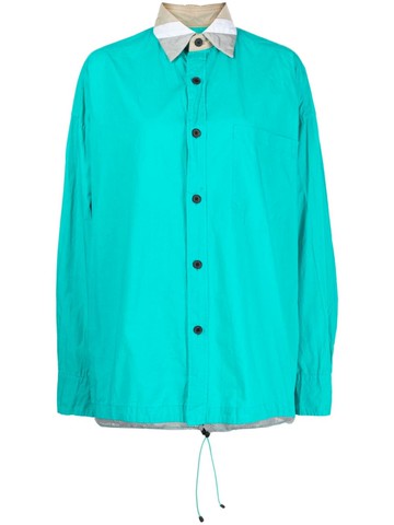 Kolor - contrast-collar cotton shirt - men - Cotton/Nylon/Polyester - 1 - Green