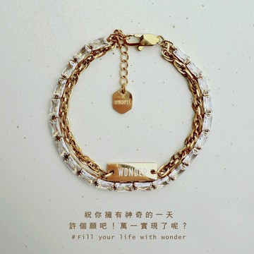 【Whisper】Wonder 神奇鋯石熔金雙鍊手環｜白字款｜ (生日禮物/閨蜜禮物/聖誕禮物)