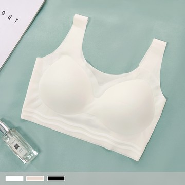 BRA TOP【罩杯式】輕盈涼感 無痕彈性 寬肩帶一體式胸墊短版背心 小可愛 1776