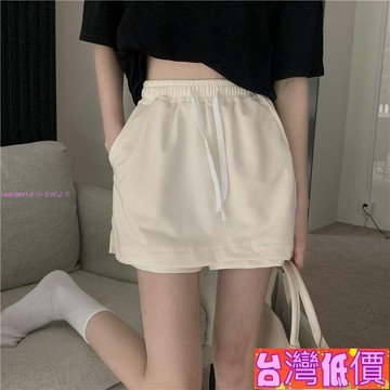 悅裳💎台灣免運💎顯瘦夏短裙帶安全褲假兩件設計感松緊腰2024遮肉半身裙百搭褲裙女