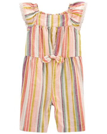 Baby Striped Crochet Linen Jumpsuit