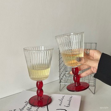 複古小衆法式高顔值無鉛水晶B&O'li豎紋高腳杯紅酒飲料杯冰淇淋杯 BPCM
