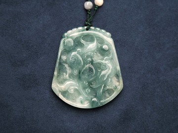 青鳥牌 | 冰糯種飄藍花 | 天然翡翠玉珮掛件