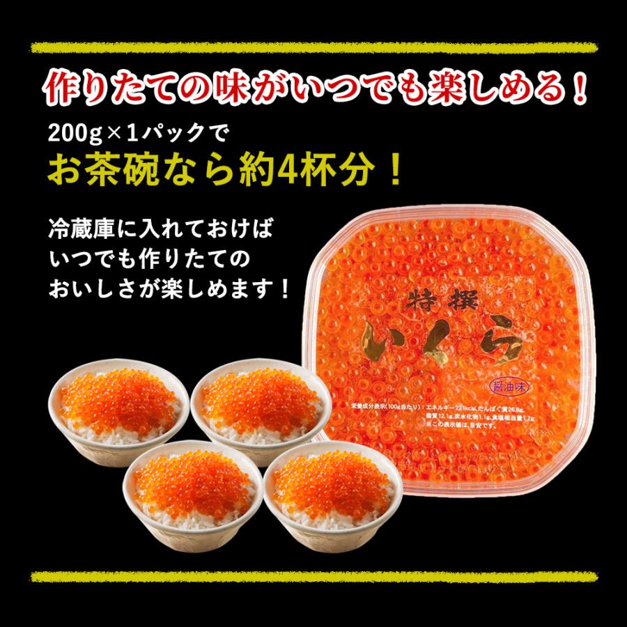 北海道産 いくら 200g 冷凍 イクラ 魚卵 贈答 ギフト  2023 お祝い 海鮮 丼 ちらし寿司