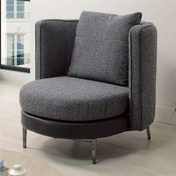 文創集 霍森灰色亞麻布單人休閒沙發椅-82x85x76cm免組