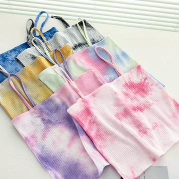 扎染吊帶背心女夏季chic百搭個性內搭打底衫辣妹外穿短款抹胸上衣