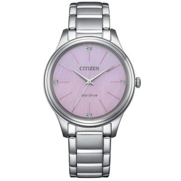CITIZEN 星辰  限量 時尚水晶光動能女錶-粉(EM1220-58X)34mm
