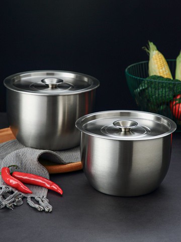 家用豬油盆304不銹鋼油盆打蛋盆帶蓋湯盆食品級廚房盆子