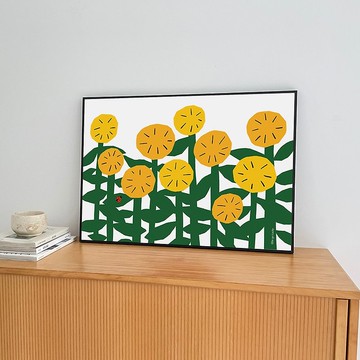 藝術印刷品/向日葵田/插畫海報A3,A2
