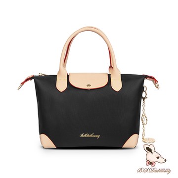 B.S.D.S冰山袋鼠 - 黑色狂想曲 - 古典輕奢蓋釦兩用手提包 - 駱色黑【S-092K】