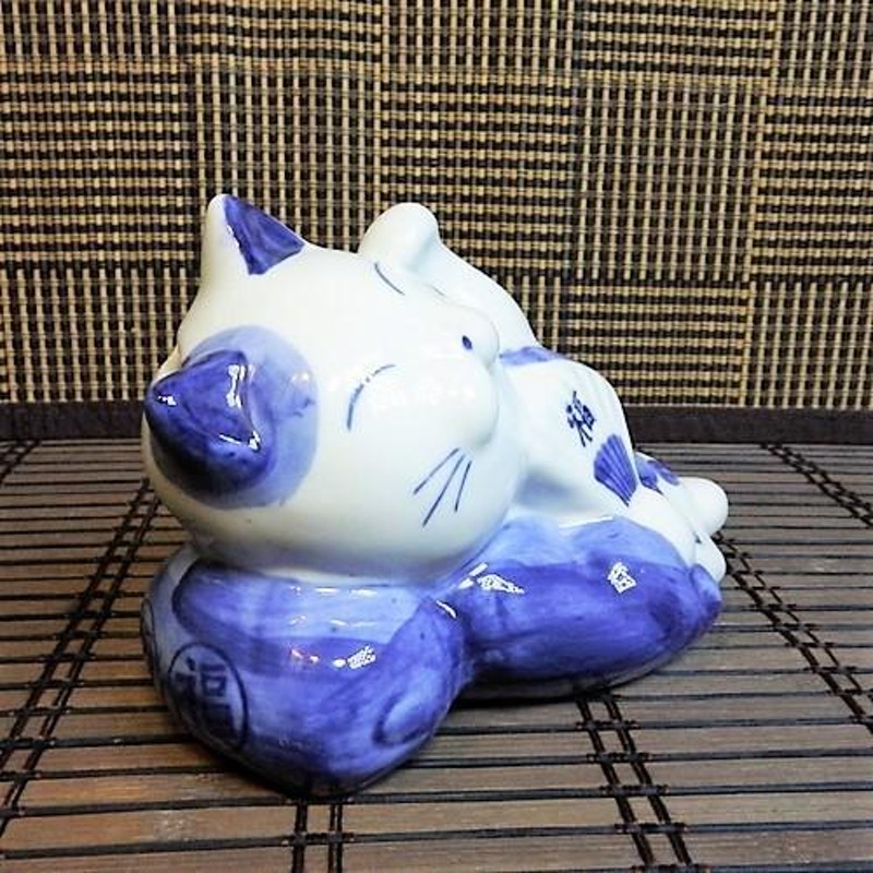 貯金箱 猫 陶器 ねこ貯金箱 ネコ 置物 オブジェ ねこ寝姿貯金箱 和風