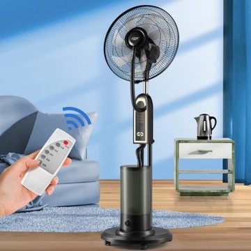 廠家直供16寸家用噴霧風扇落地扇遙控搖頭靜音大風力電扇出口批發