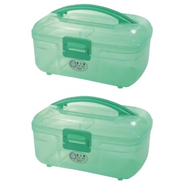 JUSKU 佳斯捷 飛天寶收納箱/收納盒/置物盒 21 x 13.8 x 12.5cm  綠色  2個