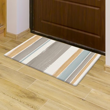 PVC防油防水皮革地墊 短款(45 x 75cm) 水彩直條紋  1個