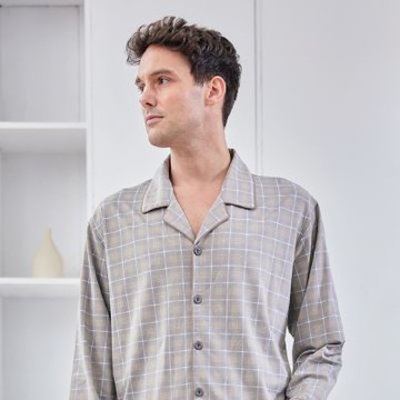 GOLDDEER金鹿 - 雅士質感中格入秋款長袖褲裝睡衣-【M5443】