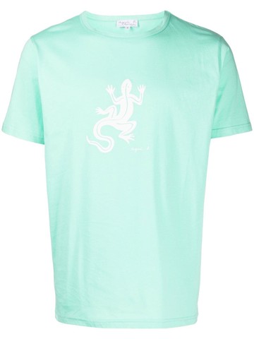agnès b. - lizard-print cotton T-shirt - men - Cotton - 1 - Green