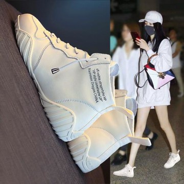 高幫小白鞋秋冬2024新款爆款百搭歐貨板鞋真皮加絨休閑運動女鞋子
