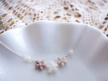 鈎織 大地色 小珍珠頸鍊 14k鍍金