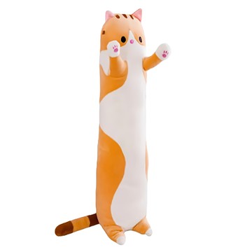 Mega 可愛貓咪長條抱枕/靠枕 動物造型 混色系 聚酯纖維 羽毛/羽絨  棕色  90cm