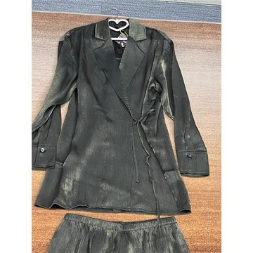 #T12-K126 高貨 墨綠色套裝高級感大闊腿褲+長款西裝外套 女 無彈