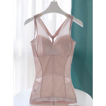 24春夏帶胸罩塑身衣收腹束腰吊帶背心文胸一體聚攏緊身美體內衣女