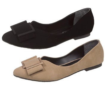 【白鳥麗子】平底鞋 MIT優雅絨金屬釦V型尖頭包鞋 店長推薦