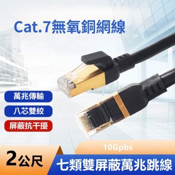 Cat.7網路線無氧銅7類 SFTP高速網路寬頻專業網線-2米