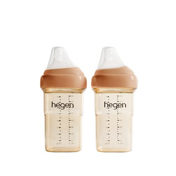 hegen 金色奇蹟PPSU多功能方圓型寬口奶瓶 240ml 雙瓶組 - 柔褐楓