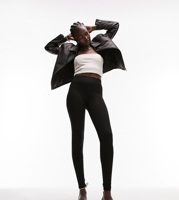 Topshop Tall full length heavy weight legging with deep waistband in black