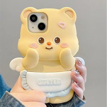 可愛卡通少女心黃油小熊適用iphoen16promax手機殼新款蘋果15pro高級感14p液態硅膠13mini全包防摔12網紅超火