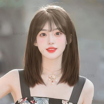 新款♥披肩假頭髮發短頭髮女頭短中長直髮長卷頭髮發假頭套仿真發圓臉
