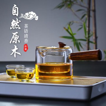 日式側把泡茶壺耐高溫加厚玻璃茶壺過濾煮茶器家用電陶爐煮茶壺