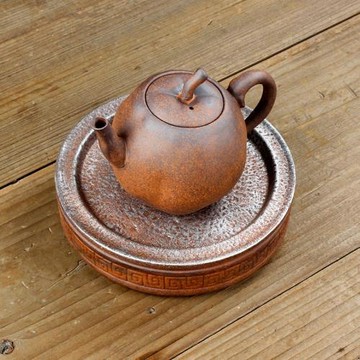 粗陶復古泡茶壺日式老巖泥蘋果壺陶瓷素燒仿生器喝茶壺茶道茶具